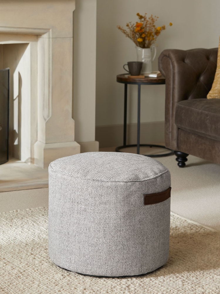 Dove Grey Pouffe With Handles - Image 1 of 5