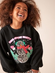 Black Sequin Snowman Christmas Sweatshirt Jumper (3-16yrs) - Image 1 of 7