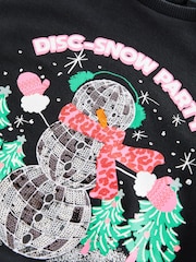 Black Sequin Snowman Christmas Sweatshirt Jumper (3-16yrs) - Image 7 of 7