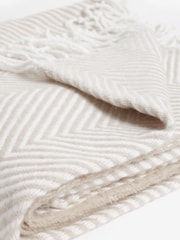 Natural Herringbone Cosy Throw - Image 2 of 4