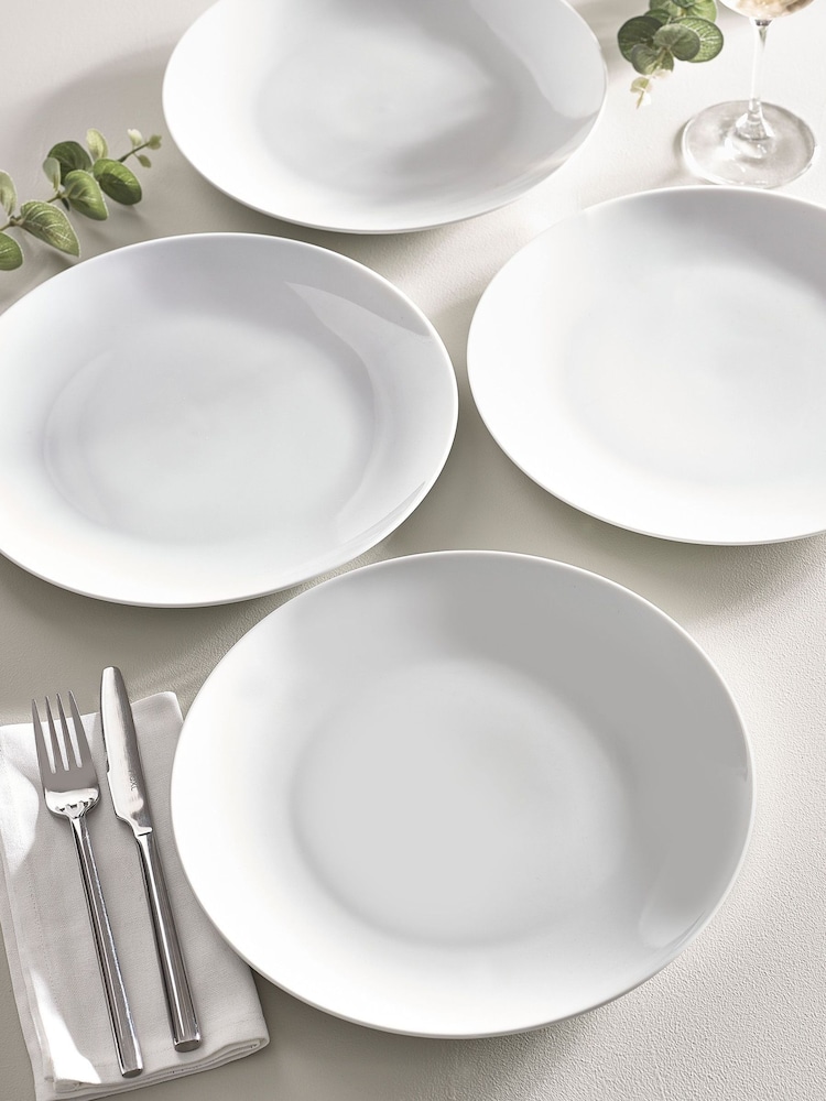 White Nova Dinnerware Set of 4 Dinner Plates - Image 1 of 3