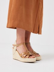 Tan Brown Signature T-Bar Espadrille Wedges - Image 1 of 8