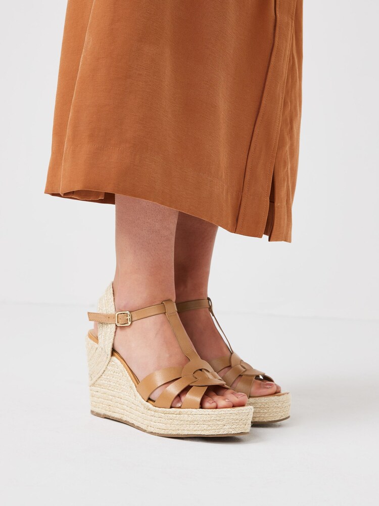 Tan Brown Signature T-Bar Espadrille Wedges - Image 1 of 8