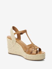 Tan Brown Signature T-Bar Espadrille Wedges - Image 6 of 8