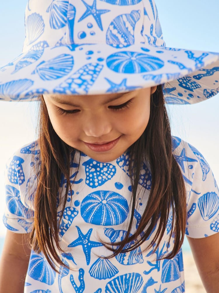 Cream/Blue Swim Hat (3mths-10yrs) - Image 1 of 3