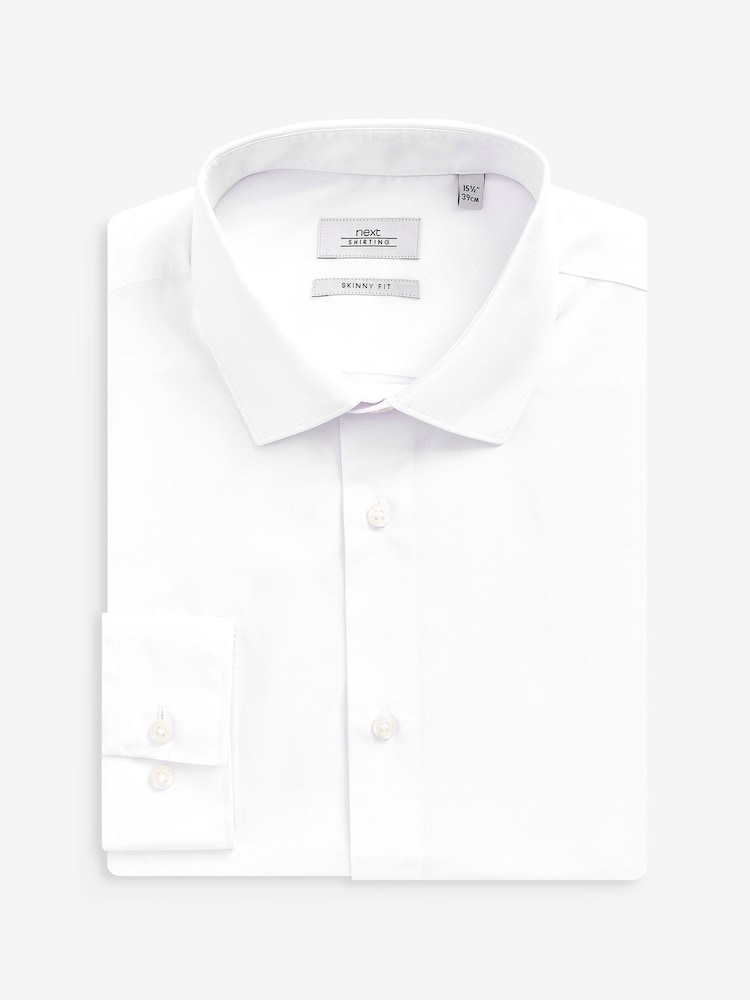 White Skinny Fit Single Cuff Easy Care Shirt - Image 2 of 6