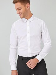 White Skinny Fit Single Cuff Easy Care Shirt - Image 3 of 6