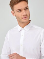 White Skinny Fit Single Cuff Easy Care Shirt - Image 5 of 6