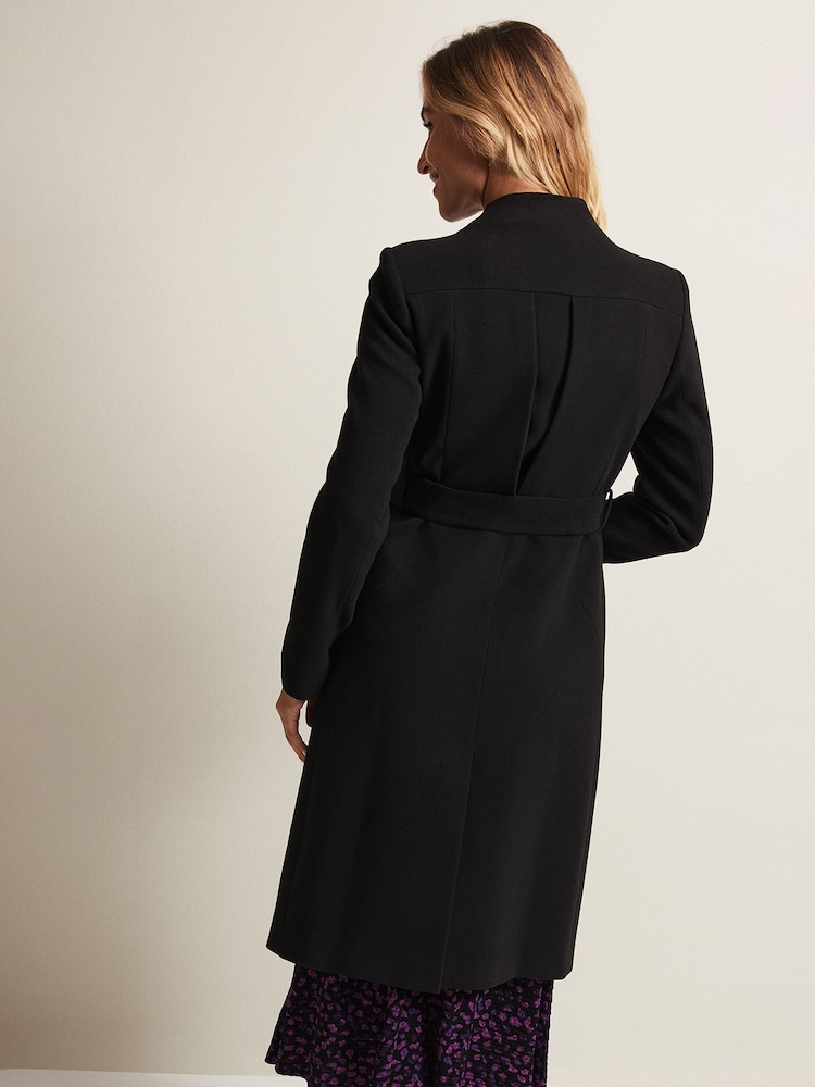 Phase Eight Black Stand Up Collar Susie Coat - Image 1 of 8 Phase Eight Black Stand Up Collar Susie Coat - Image 1 of 8