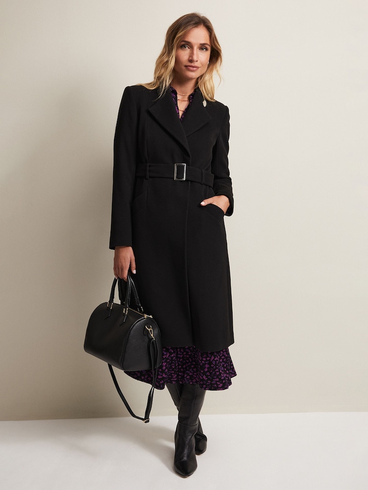 Phase Eight Black Stand Up Collar Susie Coat - Image 2 of 8 Phase Eight Black Stand Up Collar Susie Coat - Image 2 of 8