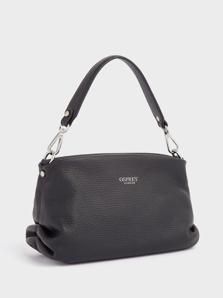 OSPREY LONDON The Carina Shrug Italian Leather Midnight Pearl Midnight Handbag - Image 2 of 6