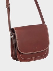 OSPREY LONDON Brown Cognac Saddle Leather Madden Cross-Body Bag - Image 4 of 5