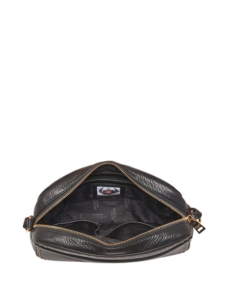 OSPREY LONDON Black Saddle Leather Lennox Medium Cross-Body Bag - Image 2 of 4