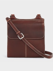 OSPREY LONDON Cognac Brown Narissa Leather Cross-Body Bag - Image 1 of 5