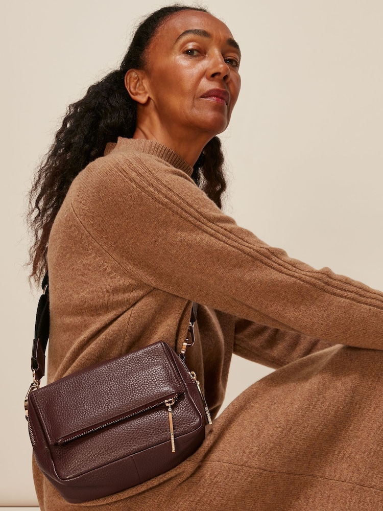 Whistles Purple Bibi Chocolate Cross-Body Bag - Image 4 of 4