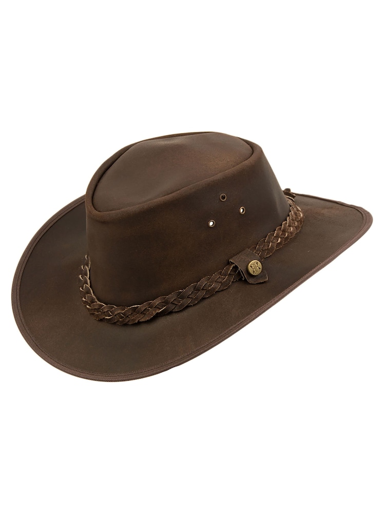 Lakeland Leather Brown Outback III Australian Style Leather Hat - Image 1 of 5