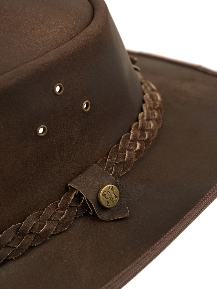 Lakeland Leather Brown Outback III Australian Style Leather Hat - Image 3 of 5