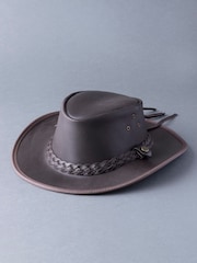 Lakeland Leather Brown Outback III Australian Style Leather Hat - Image 4 of 5