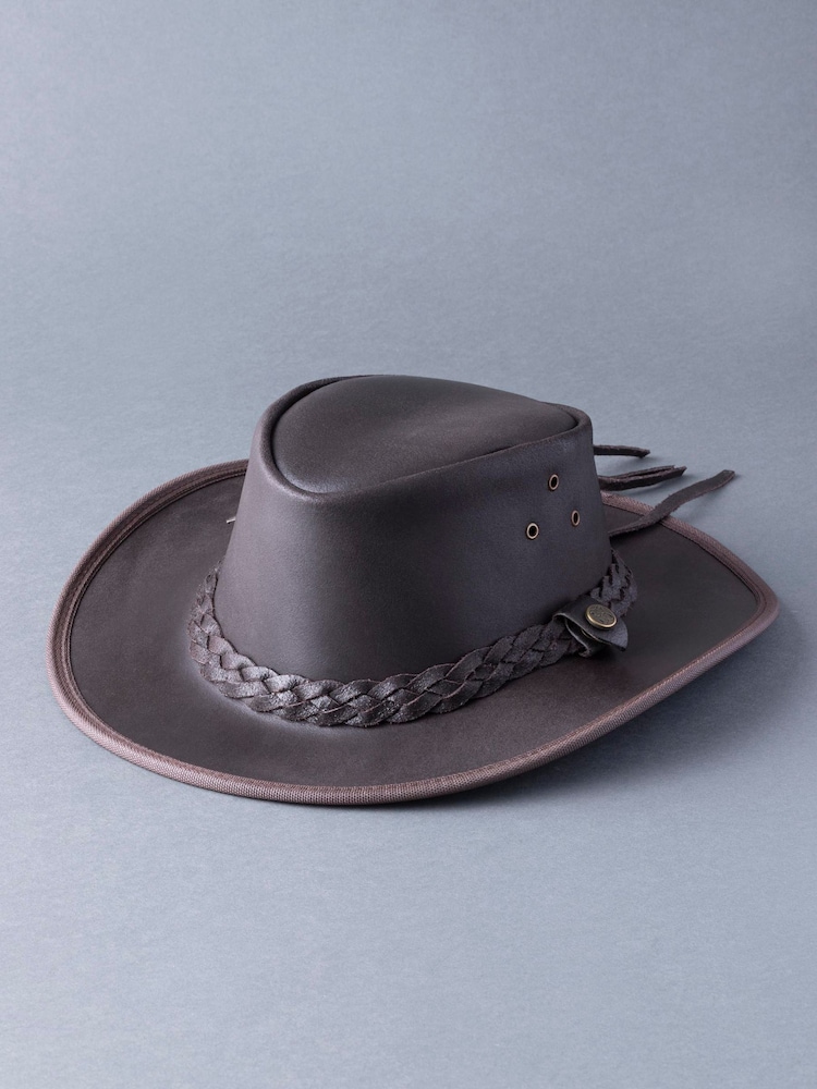 Lakeland Leather Brown Outback III Australian Style Leather Hat - Image 4 of 5