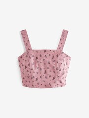 Gänseblümchenmuster, Pink - Kurzes Denim-Top - Bild 1 von 1