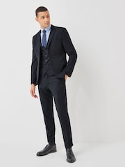 Blue Skinny Fit Wool Blend Check Suit: Jacket - Image 2 of 9