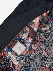 Blue Skinny Fit Wool Blend Check Suit: Jacket - Image 7 of 9