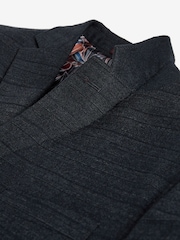 Blue Skinny Fit Wool Blend Check Suit: Jacket - Image 8 of 9