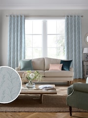 Laura Ashley Blue Pussy Willow Embroidered Made To Measure Curtains - Image 1 of 9