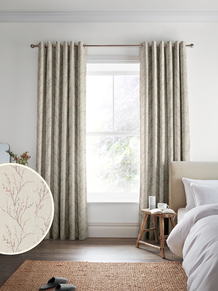 Laura Ashley Blush Pink Pussy Willow Embroidered Made To Measure Curtains - Image 1 of 9