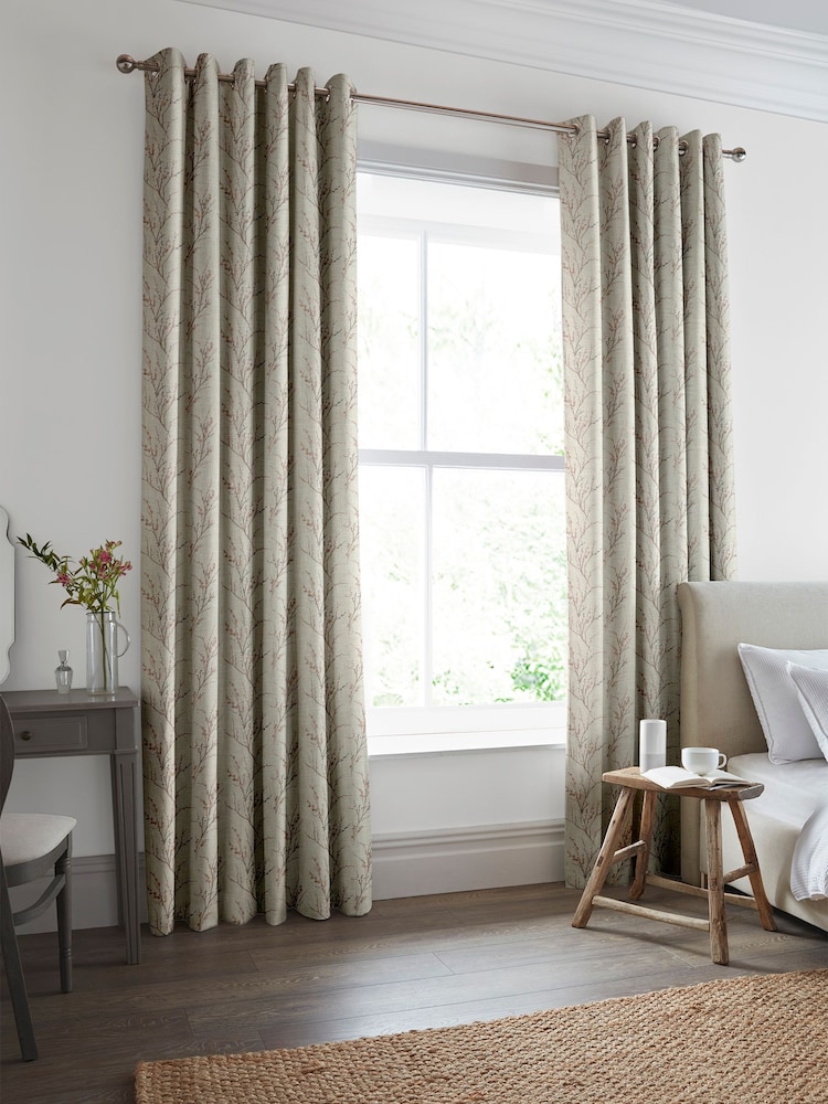 Laura Ashley Blush Pink Pussy Willow Embroidered Made To Measure Curtains - Image 2 of 9