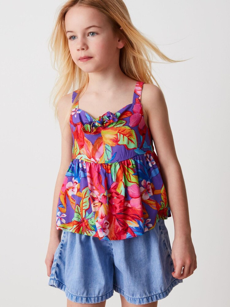 Purple Tropical Tie Front Blouse (3-16yrs) - Image 1 of 4