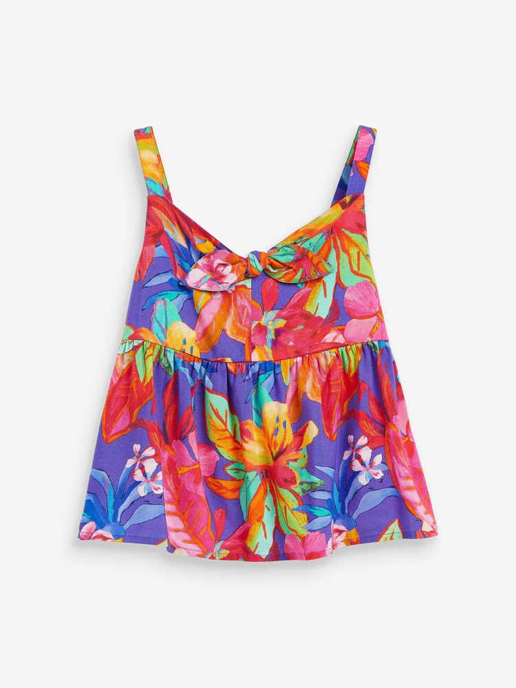 Purple Tropical Tie Front Blouse (3-16yrs) - Image 2 of 4