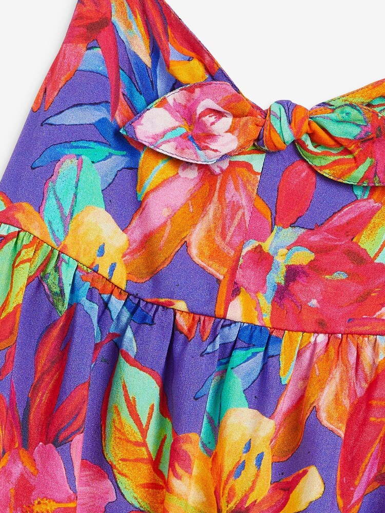 Purple Tropical Tie Front Blouse (3-16yrs) - Image 4 of 4