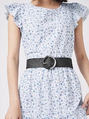 Black Raffia Wide Belt - Image 1 of 6