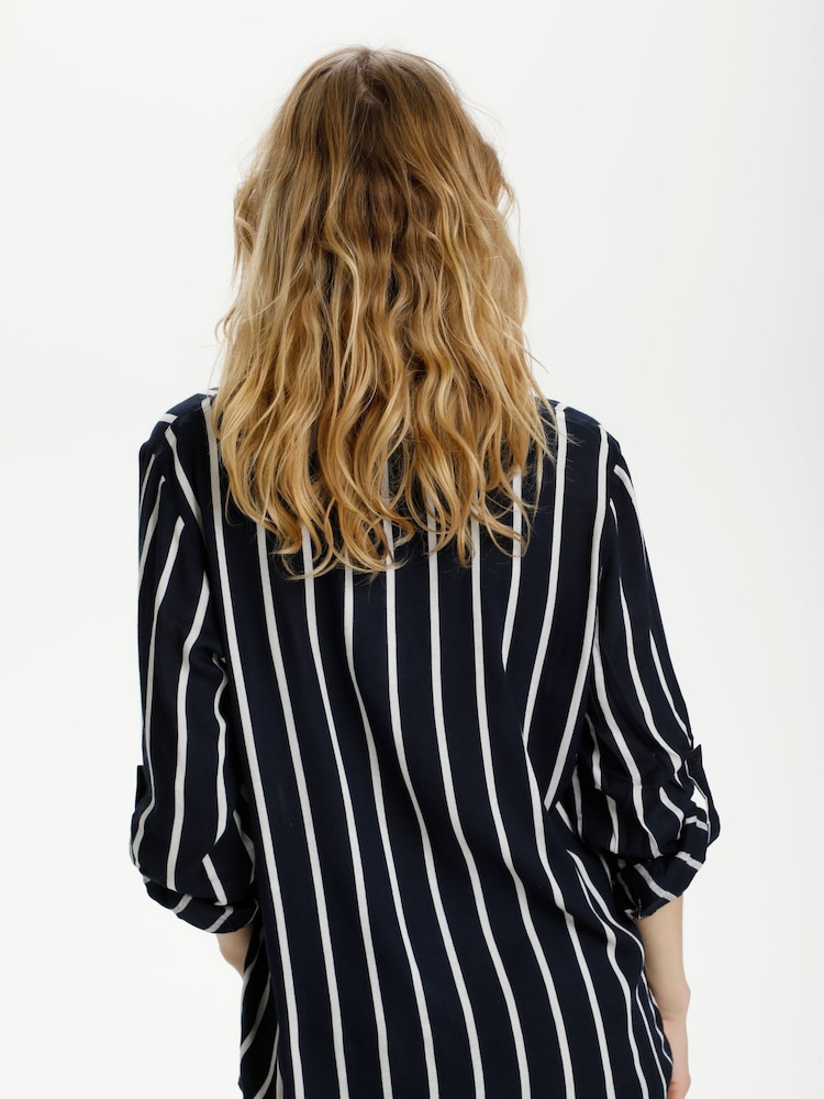 Kaffe Blue Stridy Long Sleeve Blouse - Image 2 of 6
