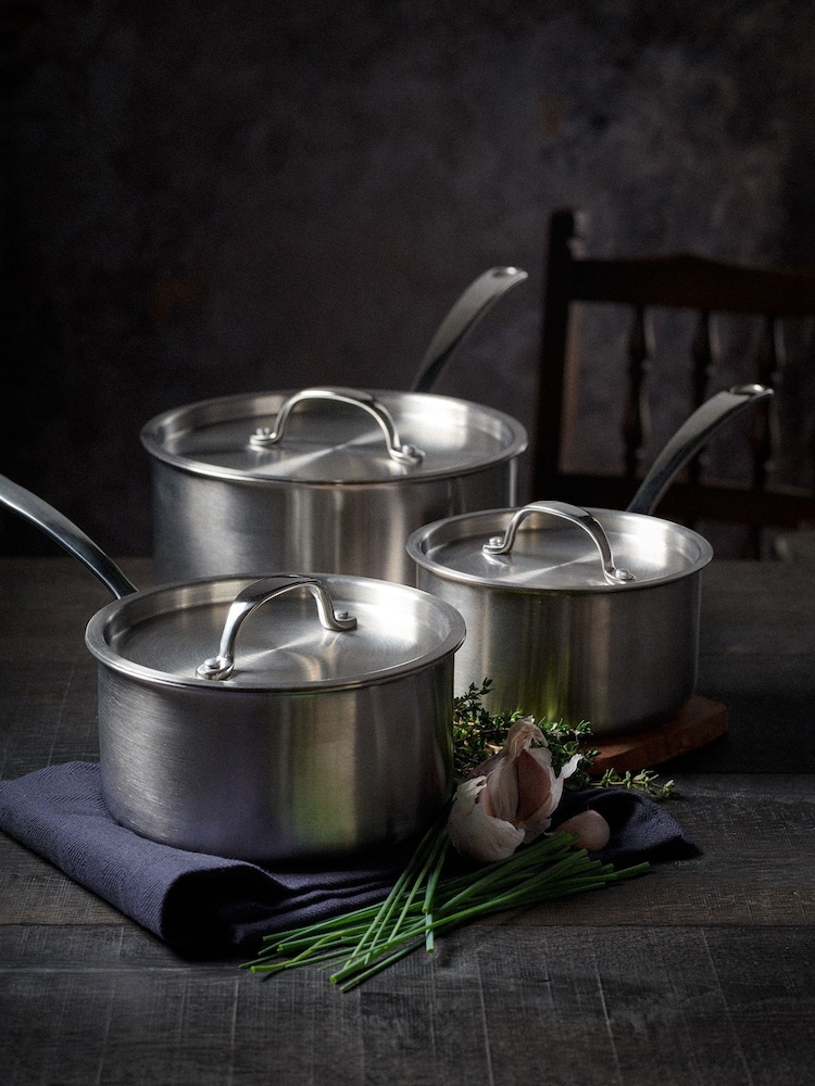 Stellar 3 Piece Silver Eclipse Saucepan Set - Image 1 of 4