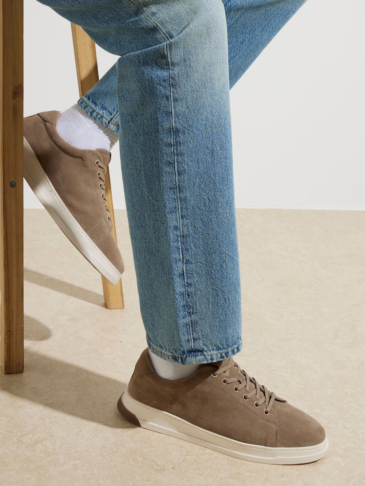 River Island Brown Suede Heel Clip Trainers - Image 1 of 6