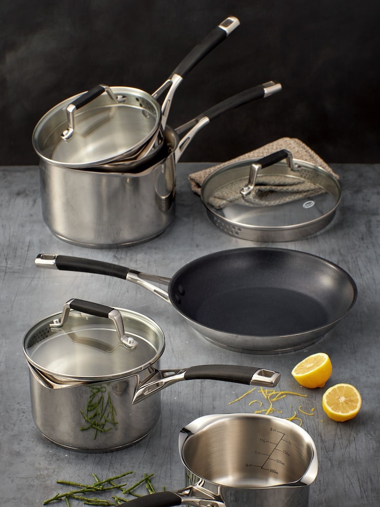 Stellar Silver Induction 5 Piece Draining Saucepan Set - Image 1 of 4