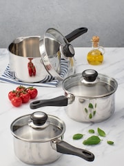 Judge 3 Piece Silver Vista Draining Saucepan Set - Image 1 of 1