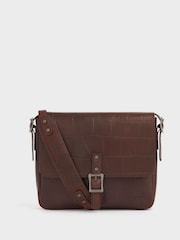 OSPREY LONDON Cognac Leather Brixton Croc Satchel Bag - Image 1 of 5