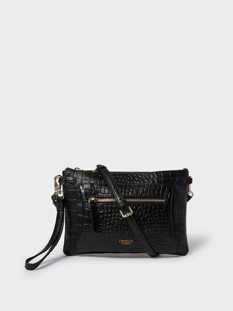 Osprey London The Ruby Leather Cross-Body Cognac Clutch - Image 1 of 5 Osprey London The Ruby Leather Cross-Body Cognac Clutch - Image 1 of 5