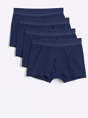 River Island Blue Blue Split 100% Cotton Boxers 4 Pack - Image 1 of 4