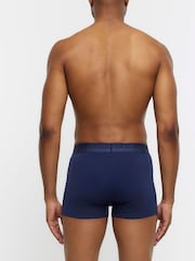 River Island Blue Blue Split 100% Cotton Boxers 4 Pack - Image 3 of 4