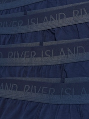 River Island Blue Blue Split 100% Cotton Boxers 4 Pack - Image 4 of 4