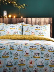 furn. Blue Blue Twelve Days of Christmas Festive Reversible Duvet Cover and Pillowcase Set - Image 1 of 3