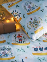furn. Blue Blue Twelve Days of Christmas Festive Reversible Duvet Cover and Pillowcase Set - Image 3 of 3
