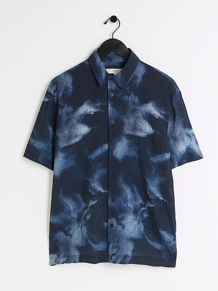 River Island Blue Inky Texture Shirt - Image 1 of 1