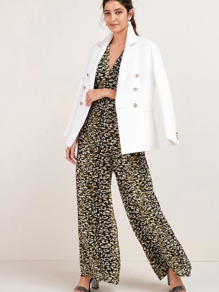 Animal Print Batwing Wide Leg Jumpsuit - Image 2 of 4