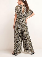 Animal Print Batwing Wide Leg Jumpsuit - Image 3 of 4