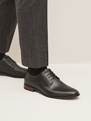 Noir - Chaussures Derby en cuir à bout rond - Image 1 of 6